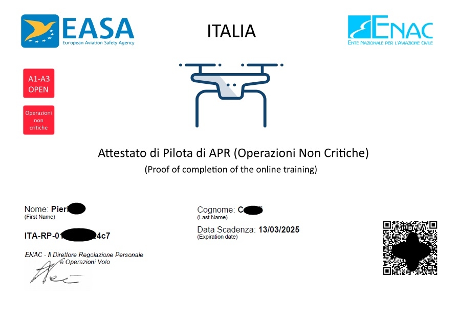 Clicca sull'immagine per ingrandirla.*  Nome:   Attestato pilota APR.jpg* Visite: 1* Dimensione: 140.3 KB* ID: 906549